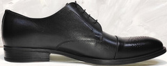 Красивые мужские туфли на свадьбу Ikoc 2249-1 Black Leather.