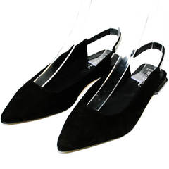 Замшевые туфли босоножки с закрытым носком Kluchini 5183 Black.