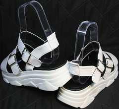 Красивые женские сандалии на платформе Evromoda 3078-107 Sport White
