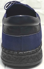 Модные мокасины туфли мужские кожаные casual premium Luciano Bellini 91268-S-321 Black Blue.
