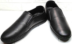 Легкие мокасины туфли с перфорацией мужские кэжуал обувь Ridge Z-291-80 All Black.