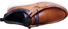 Осенние мужские мокасины туфли из натуральной кожи Arsello 33-19 Brown White.