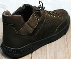 Кожаные кроссовки без шнурков мужские демисезонные Luciano Bellini 71748 Brown