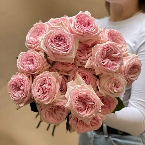 Романтична запашна піоновидна троянда Pink O'Hara, Квіти: Троянда піоновидна, 23 шт.