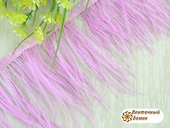 Перья на тесьме розовые 8-10 см (отрез 18 см)