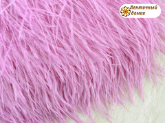 Перья на тесьме розовые 8-10 см (отрез 20 см)