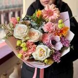 Photo of Bright bouquet with anemones and gerberas «Wings of Love»