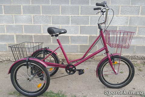 Трехколесный велосипед 'Городской с корзинкой 20' с передней корзинкой (малиновый)
