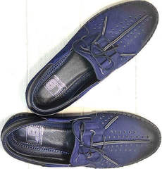 Легкие мокасины туфли мужские натуральная кожа street casual Luciano Bellini 91268-S-321 Black Blue.