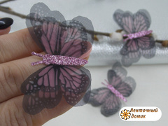 Бабочки шифоновые с розовым тельцем черно-розовые №3