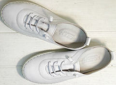 Кроссовки мокасины белые женские на шнурках Rozen 115 All White.