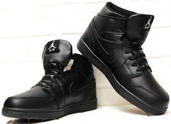 Джордан кроссовки ботинки мужские Nike Air Jordan 1 Retro High Winter BV3802-945 All Black
