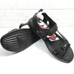 Кожаные босоножки сандалии мужские Nike 40-3 Leather Black.