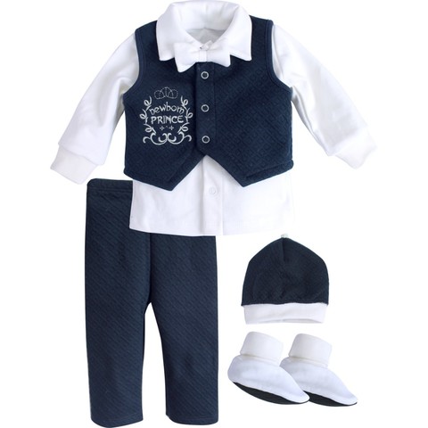 Комплект святковий для хлопчика Newborn Prince белый с синим