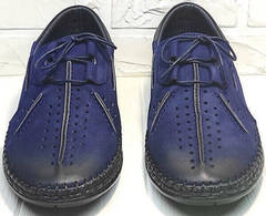 Мужские кожаные мокасины туфли синие street casual Luciano Bellini 91268-S-321 Black Blue.