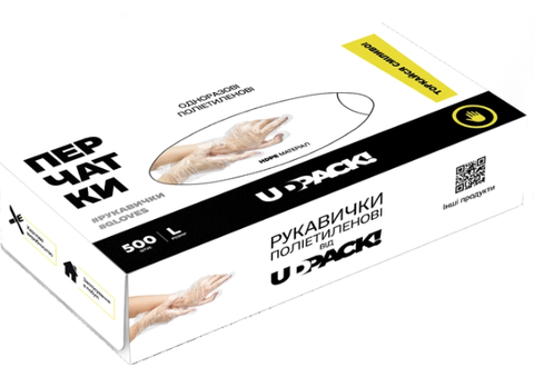 Перчатки одноразовые п/е UDPACK в коробке (500 шт.)