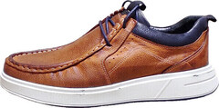 Кожаные туфли мужские мокасины демисезонные Arsello 33-19 Brown White.