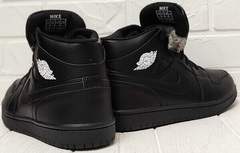 Мужские зимние кроссовки кеды найк Nike Air Jordan 1 Retro High Winter BV3802-945 All Black