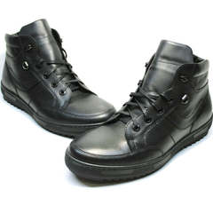Модные ботинки мужские зимние кожаные Ikoc 1608-1 Sport Black.