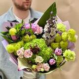 Photo of Bright bouquet with hydrangeas and tulips «Spring charms»