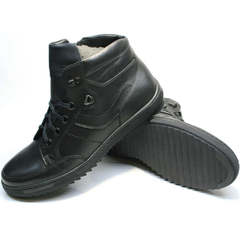 Кроссовки ботинки мужские зимние кожаные Ikoc 1608-1 Sport Black.