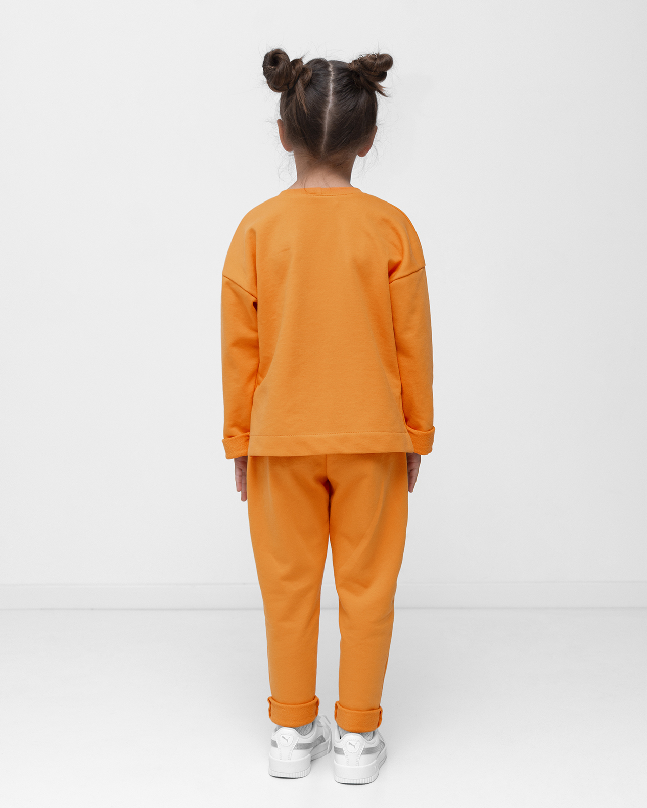 Дитячі спортивні штани з підворотом оранжеві