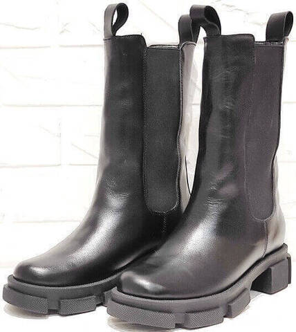 Зимние ботинки челси женские AVK – 21074 Black.