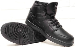 Зимние мужские кроссовки ботинки на толстой подошве Nike Air Jordan 1 Retro High Winter BV3802-945 All Black
