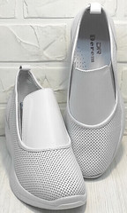 Босоножки сникерсы туфли с перфорацией стиль smart casual летние Derem 1761-10 All White.