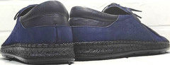Кожаные мокасины мужские туфли с дырочками city casual Luciano Bellini 91268-S-321 Black Blue.