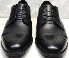 Черные кожаные туфли со шнурками мужские Ikoc 2249-1 Black Leather.