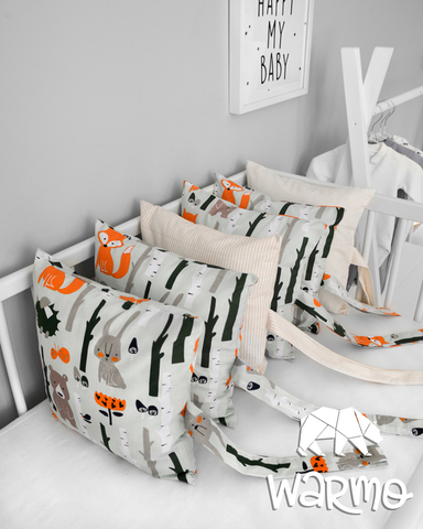 Набір бортиків-подушок в ліжечко 30x30см ЗВІРІ