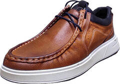 Коричневые туфли мокасины с белой подошвой мужские Arsello 33-19 Brown White.