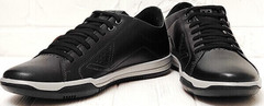 Черные кроссовки кеды кожаные мужские Pegada 118107-05 Black.