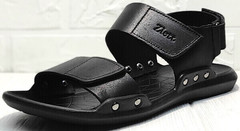 Кожаные сандалии босоножки на липучке мужские Zlett 7083 Black.