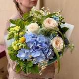 Photo of Blue bouquet with hydrangea and peony roses «Cloud for Mom»