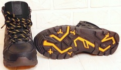Зимние мужские кроссовки ботинки на шнуровке. Кожаные кроссовки с мехом. Теплые кроссовки Columbia Black .