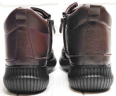 Термо ботинки кожаные женские Evromoda 535-2010 S.A. Dark Brown.