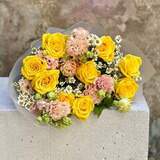 Photo of Light bouquet with roses and eustoma «Warm cosiness»