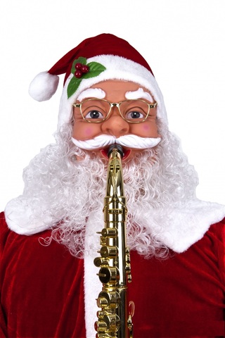 Санта и саксофон музыкальный большой Санта Клаус