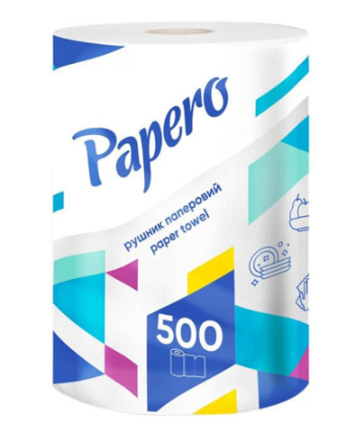 Полотенце бумажное Papero 2сл. (500 л.) белое (RL074)