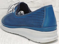 Кожаные сникерсы туфли в спортивном стиле летние sport casual стиль Wollen P029-2096-24 Blue White.