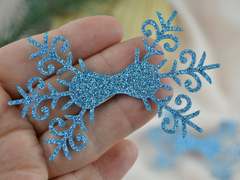 Накладка на бант Ажурна сніжинка блакитна