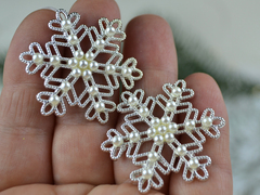 Декор сніжинка ажурна з перлами