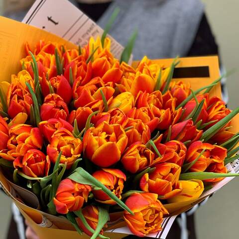 Photo of Bouquet of 39 peony tulips «Burning Tulip»