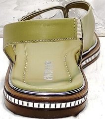Женские кожаные босоножки с ремешком на пятке Evromoda 454-411 Olive.
