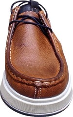 Мужские кожаные туфли мокасины на шнурках Arsello 33-19 Brown White.