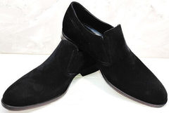 Замшевые черные туфли классические мужские Ikoc 3410-7 Black Suede.