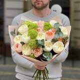 Photo of Mix of 19 peony roses of Juliet & Aurora Garden varieties in a bouquet «Luxurious Garden»
