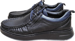 Мужские осенние мокасины туфли в спортивном стиле Arsello 22-01 Black Leather.